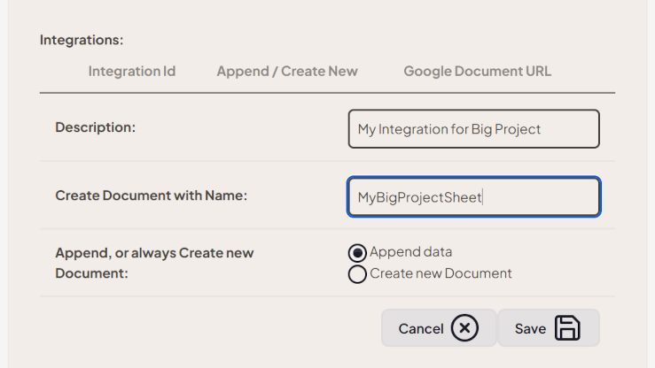 Fill out your Integration details