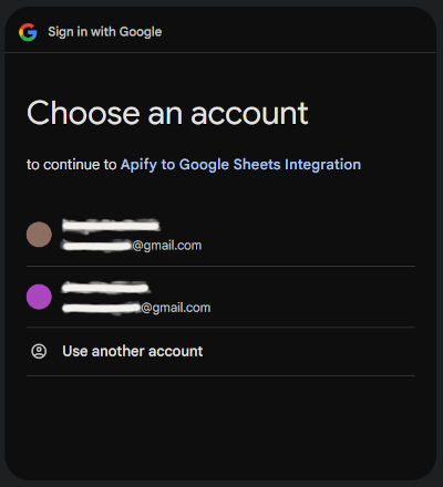 Choose your Google™ account